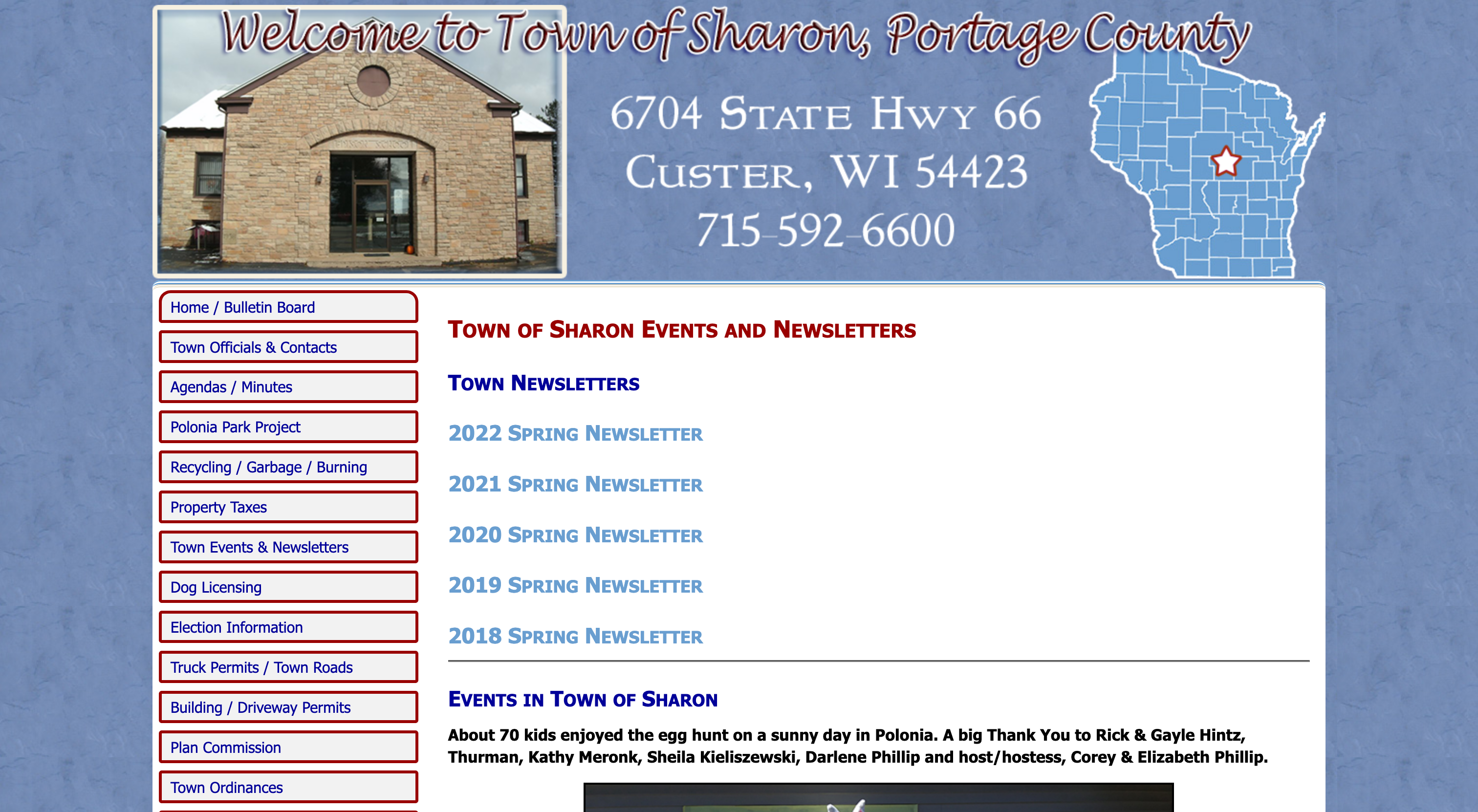 An animation of the Town of Sharon website before and after
